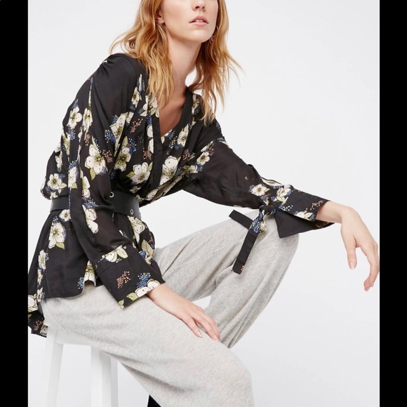 Free People Floral Wrap Blouse - Picture 2 of 6